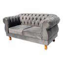Ver imagem 2 de Sofá Chesterfield Elisabeth 2 Lugares 1.50m Suede Cinza/ Sala de Estar, Decoração, Recepção, Barbear