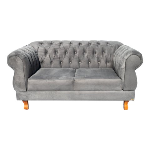 Sofá Chesterfield Elisabeth 2 Lugares 1.50m Suede Cinza/ Sala de Estar, Decoração, Recepção, Barbear