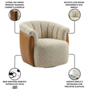 Ver imagem 3 de Poltrona Decorativa Giratória Luxuosa Confortável Montada Bouclé Bege Courino Caramelo P/ Sala Hall