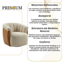 Ver mais imagens de Poltrona Decorativa Giratória Luxuosa Confortável Montada Bouclé Bege Courino Caramelo P/ Sala Hall