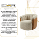 Ver imagem 7 de Poltrona Decorativa Giratória Luxuosa Confortável Montada Bouclé Bege Courino Caramelo P/ Sala Hall