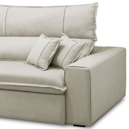 Sofá Retrátil Reclinável para Sala 3 Lugares 210cm Aisha F04 Veludo Bege - Lyam Decor - 7