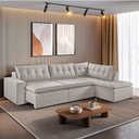 Ver imagem 3 de Sofá Retratil com Chaise Direita Titan 6 Lugares 3,16m Tecido Linho