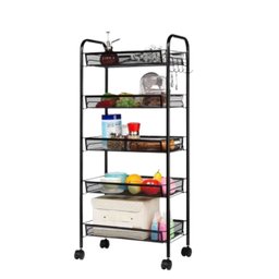 Carrinho Organizador Fruteira Aço Inox Multiuso 4 Prateleiras com Rodinhas 44x26x85cm - Preto - 1