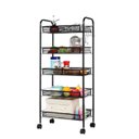 Ver imagem 1 de Carrinho Organizador Fruteira Aço Inox Multiuso 4 Prateleiras com Rodinhas 44x26x85cm - Preto