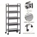 Ver imagem 2 de Carrinho Organizador Fruteira Aço Inox Multiuso 4 Prateleiras com Rodinhas 44x26x85cm - Preto