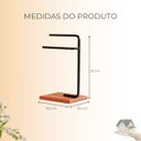 Ver imagem 6 de Kit Acessórios para Banheiro Lixeira Suporte Papel Higiênico e Porta Toalha Duplo Base de Madeira