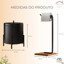 Ver imagem 5 de Kit Acessórios para Banheiro Lixeira Suporte Papel Higiênico e Porta Toalha Duplo Base de Madeira