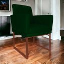 Ver imagem 2 de Poltrona Klara Base Ferro Bronze Suede para Quarto - Estopar Klara Base Bronze Suede Verde