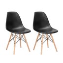 Ver imagem 1 de Kit 2 Cadeiras Charles Eames Eiffel Dsw - Preto - Madeira Clara
