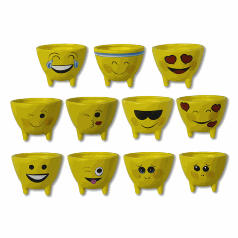 Vaso Cachepot Decoração Emoji Emoticon Tripe Coleção 11un