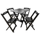 Ver imagem 1 de Conjunto Mesa Dobrável Madeira 70x70 com 4 Cadeiras Personalizada Jack Preta - Tarimatã