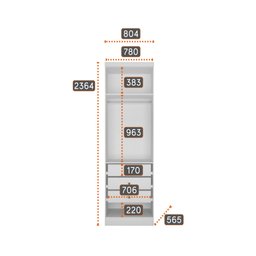 Modulo de Casal Safira para Guarda-roupa com 2 Portas e 3 Gavetas Clic Móveis - 3