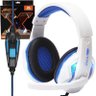 Headset Gamer Fone Ouvido com Microfone USB P2 LED Pc Ps4 Celular Jogos Knup Kp-396 Branco Azul - 1