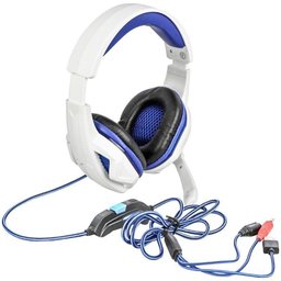 Headset Gamer Fone Ouvido com Microfone USB P2 LED Pc Ps4 Celular Jogos Knup Kp-396 Branco Azul - 3