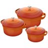 Conjunto de Caçarolas Cerâmica Antiaderente 3 Peças de 20-24-28cm Laranja - Le Cook - 1