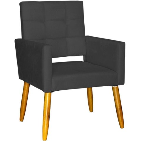 Poltrona Decorativa para Sala Recepção Isa Suede Cores Pé Palito Castanho