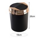 Ver imagem 2 de Lixeira Com Tampa Basculante 5 Litros Escritório Compacta - Preto/Cobre