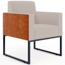 Ver imagem 5 de Kit 3 Poltronas Decorativas Sala Base Fixa Metal Helô L02 Linho Bege Couríssimo Camel - Lyam