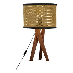 Abajur De Mesa Paris Para Quarto Retro Cúpula Indiana Luxo - Teca/Preto - 2