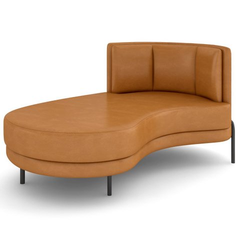 Chaise Longue Divã 164cm Braço Esquerdo Logus D06 Sintético Caramelo - Mpozenato