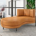 Ver imagem 2 de Chaise Longue Divã 164cm Braço Esquerdo Logus D06 Sintético Caramelo - Mpozenato