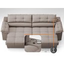 Ver imagem 6 de Sofá com Carregador Usb e Molas no Assento Retrátil Reclinável Mimo 2,30m Velosuede Bege - Netsofas
