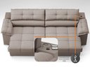 Ver imagem 6 de Sofá com Carregador Usb e Molas no Assento Retrátil Reclinável Mimo 2,30m Velosuede Bege - Netsofas