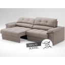 Ver imagem 5 de Sofá com Carregador Usb e Molas no Assento Retrátil Reclinável Mimo 2,30m Velosuede Bege - Netsofas
