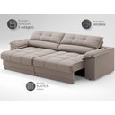 Ver imagem 4 de Sofá com Carregador Usb e Molas no Assento Retrátil Reclinável Mimo 2,30m Velosuede Bege - Netsofas