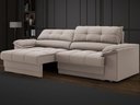 Ver imagem 1 de Sofá com Carregador Usb e Molas no Assento Retrátil Reclinável Mimo 2,30m Velosuede Bege - Netsofas