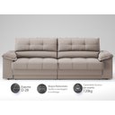 Ver imagem 3 de Sofá com Carregador Usb e Molas no Assento Retrátil Reclinável Mimo 2,30m Velosuede Bege - Netsofas