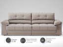 Ver imagem 3 de Sofá com Carregador Usb e Molas no Assento Retrátil Reclinável Mimo 2,30m Velosuede Bege - Netsofas