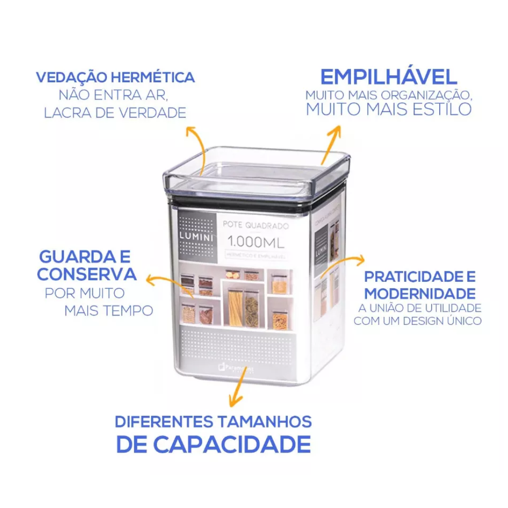 Conjunto com 12 Potes Herméticos Para Alimentos Lumini - 8