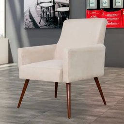 Poltrona Decorativa Para Sala de Estar e Recepção Maria Pés Palito Suede Bege - Lyam Decor - 2