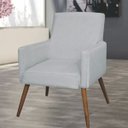 Ver imagem 2 de Poltrona Decorativa Para Sala de Estar e Recepção Maria Linho Cinza - Lyam Decor