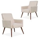 Ver imagem 1 de Kit 2 Poltronas Decorativas para e Recepção Maria Pés Palito Suede Bege - Lyam Decor