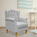 Ver imagem 2 de Poltrona Decorativa Para Sala de Estar Yara Linho Cinza - Lyam Decor