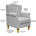 Ver imagem 4 de Poltrona Decorativa Para Sala de Estar Yara Linho Cinza - Lyam Decor