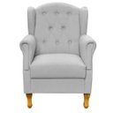 Ver imagem 3 de Poltrona Decorativa Para Sala de Estar Yara Linho Cinza - Lyam Decor