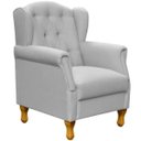 Ver imagem 1 de Poltrona Decorativa Para Sala de Estar Yara Linho Cinza - Lyam Decor