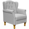 Poltrona Decorativa Para Sala de Estar Yara Linho Cinza - Lyam Decor - 1
