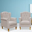 Ver imagem 2 de Kit 2 Poltronas Decorativas para Sala de Estar Yara Linho Bege - Lyam Decor