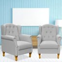 Ver imagem 2 de Kit 2 Poltronas Decorativas para Yara Linho Cinza - Lyam Decor