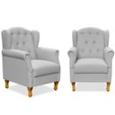 Ver imagem 1 de Kit 2 Poltronas Decorativas para Yara Linho Cinza - Lyam Decor