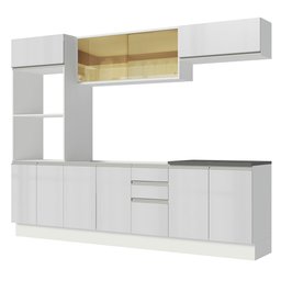 Cozinha Completa 100% MDF Madesa Acordes 270007 com Armário e Balcão Frentes Branco Brilho Cor:Branc - 10