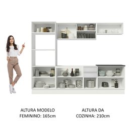 Cozinha Completa 100% MDF Madesa Acordes 270007 com Armário e Balcão Frentes Branco Brilho Cor:Branc - 5