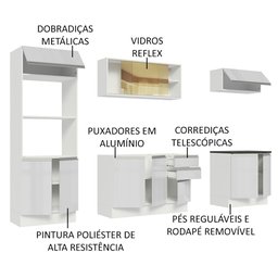 Cozinha Completa 100% MDF Madesa Acordes 270007 com Armário e Balcão Frentes Branco Brilho Cor:Branc - 4