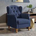 Ver imagem 3 de Poltrona Decorativa para Sala de Estar Yara Suede Azul Marinho - Lyam Decor