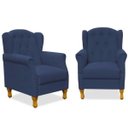 Ver imagem 1 de Kit 2 Poltronas Decorativas para Yara Suede Azul Marinho - Lyam Decor